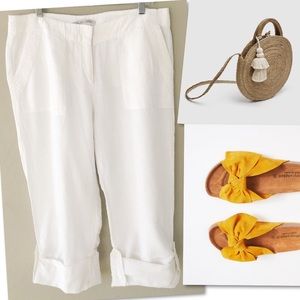 For the Republic Pants - FOR THE REPUBLIC WHITE LINEN ROLL HEM PANTS SZ 14 For the Republic Pants - FOR THE REPUBLIC WHITE LINEN ROLL HEM PANTS SZ 14
